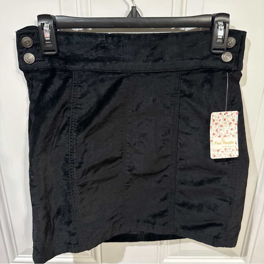 Free People Black Velvet Mini Skirt NWT MSRP $68